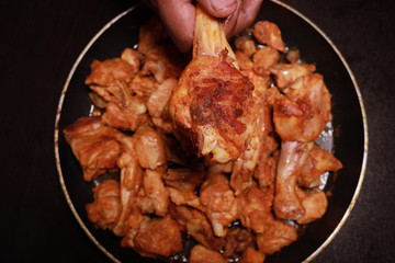 Chicken sixty five, a spicy fried chicken dish in India, Singapore and Sri Lanka.