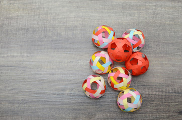 Set of paper sport balls, top down