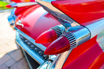 tail light of a red retro car