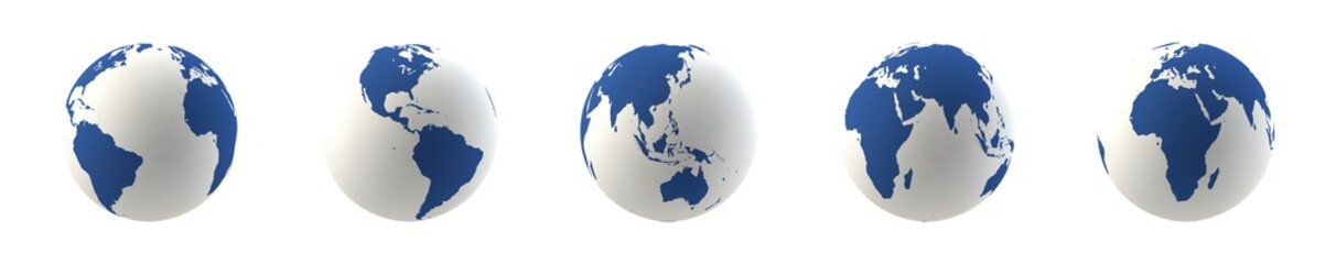 Earth globes set isolated on white background