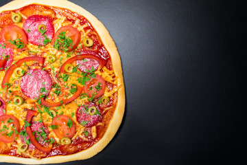 Pizza on a black background