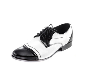Elegant polished male Oxford shoes isolated on white background