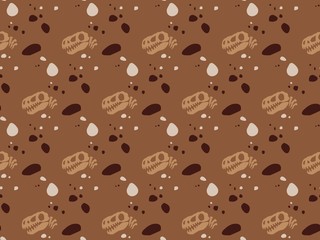 Bright colors of seamless pattern with  fossils and stones.