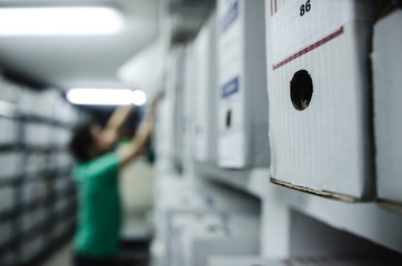 Files worker blurred in background, focus in files box