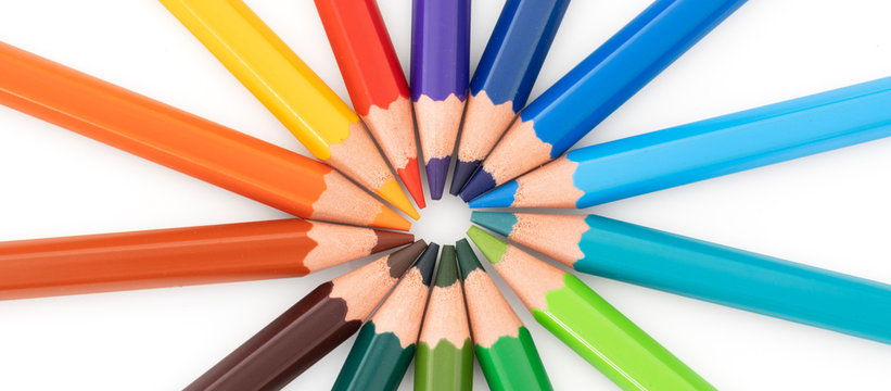 several colored pencil