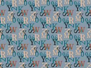 Seamless bright spring pattern with  numbers and   letters.