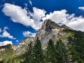 landscapes of the Italian dolomites: the fiscal valley with its mountains in summer in July