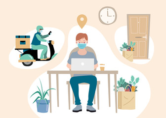 Delivery website banner in flat illustration vector style