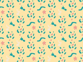  microscope and magnifier on a seamless spring pattern.