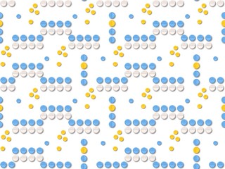  pills and  capsules on a seamless spring pattern.