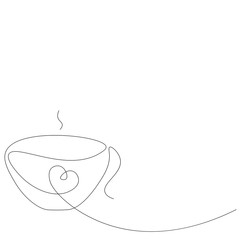 Cup of coffee love heart background, vector illustration