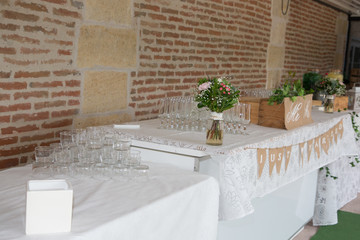 wedding table ready for cocktail ceremonies refreshments in marriage day