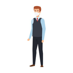 businessman using face mask isolated icon vector illustration design