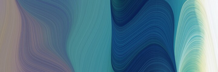 abstract artistic horizontal banner with teal blue, beige and gray gray colors. fluid curved lines with dynamic flowing waves and curves