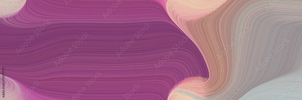 Aufkleber abstract flowing horizontal header with antique fuchsia, silver and rosy brown colors. fluid curved 