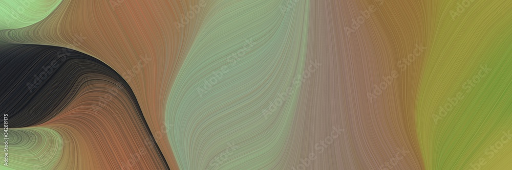 Poster abstract flowing designed horizontal banner with pastel brown, very dark blue and dark sea green col