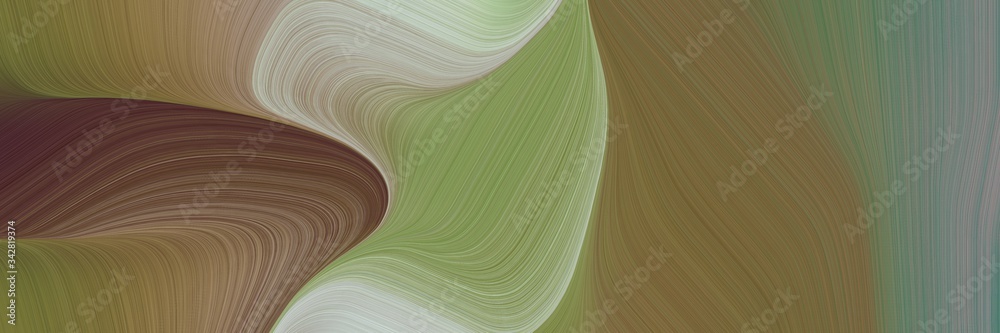 Poster abstract artistic horizontal banner with pastel brown, ash gray and gray gray colors. fluid curved lines with dynamic flowing waves and curves