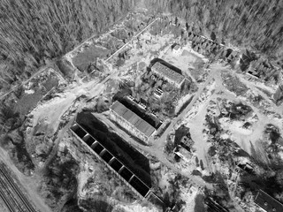 Abandoned industrial complex.Kiev Region (drone image,infrared filter)