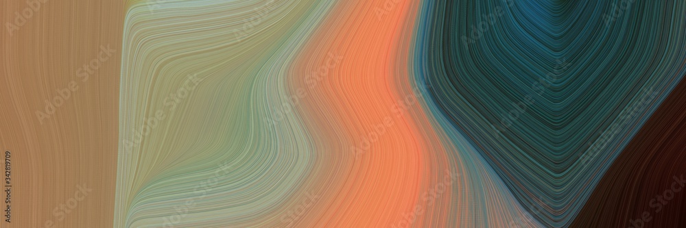 Aufkleber abstract flowing horizontal header with gray gray, very dark blue and coral colors. fluid curved lin