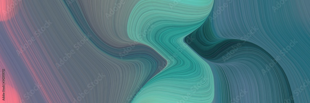 Poster abstract modern header with teal blue, medium aqua marine and pale violet red colors. fluid curved f