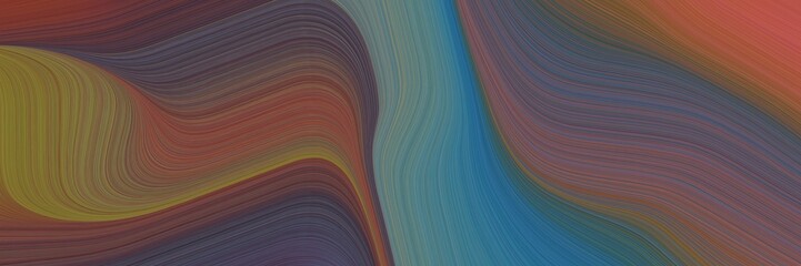 Naklejka premium abstract surreal horizontal header with old mauve, teal blue and sienna colors. fluid curved lines with dynamic flowing waves and curves