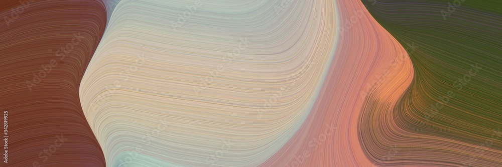 Aufkleber abstract decorative horizontal header with tan, ash gray and dark olive green colors. fluid curved lines with dynamic flowing waves and curves
