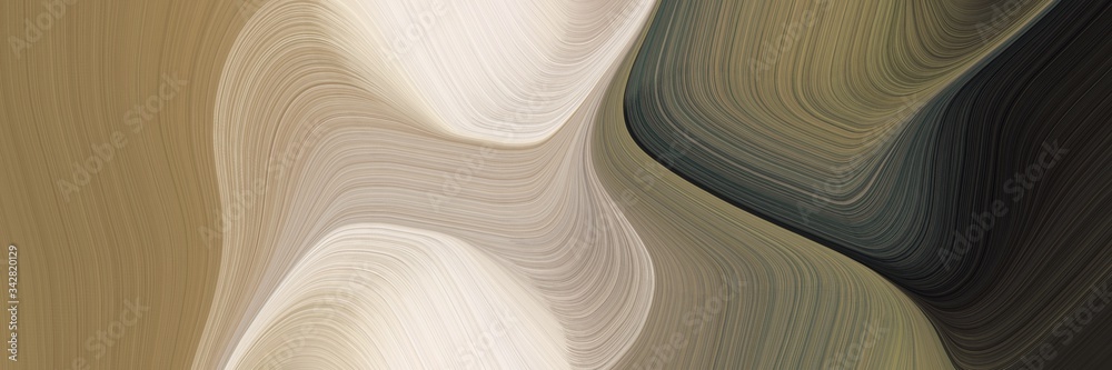 Poster abstract artistic header with gray gray, pastel brown and very dark blue colors. fluid curved flowin