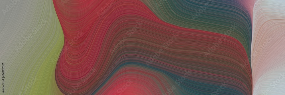 Aufkleber abstract flowing designed horizontal header with pastel brown, old mauve and dark slate gray colors. fluid curved lines with dynamic flowing waves and curves