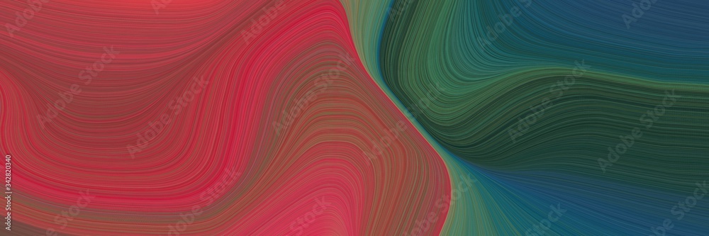 Poster abstract surreal designed horizontal banner with sienna, dark slate gray and dim gray colors. fluid curved lines with dynamic flowing waves and curves