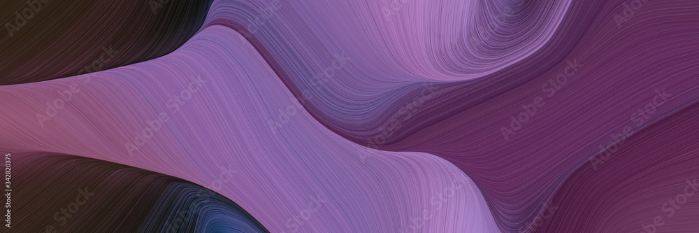 Poster abstract flowing horizontal header with dim gray, old mauve and medium purple colors. fluid curved flowing waves and curves