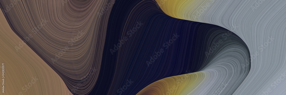Poster abstract surreal banner design with very dark violet, very dark blue and light slate gray colors. fluid curved lines with dynamic flowing waves and curves