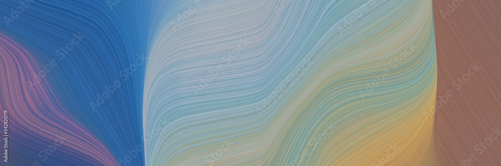 Poster abstract modern header design with dark gray, teal blue and pastel brown colors. fluid curved flowin