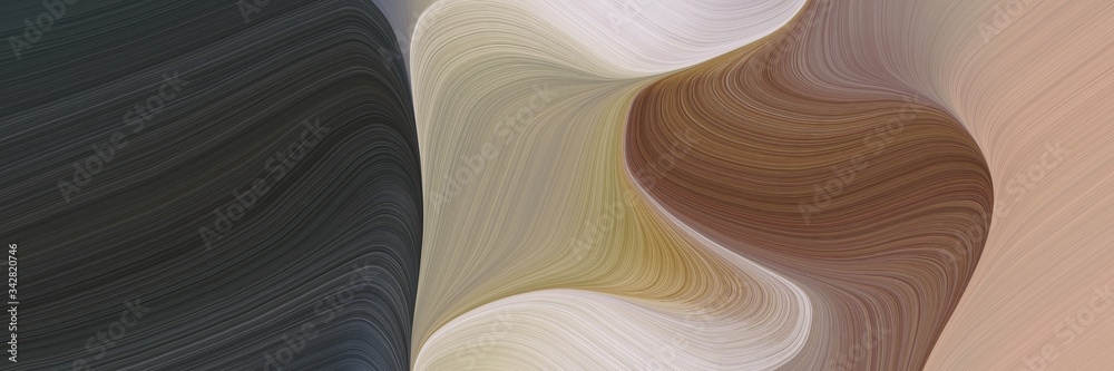Poster abstract surreal designed horizontal banner with old mauve, silver and dark slate gray colors. fluid curved lines with dynamic flowing waves and curves