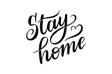 stay home vector lettering on white background
