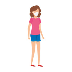 young woman using face mask isolated icon vector illustration design