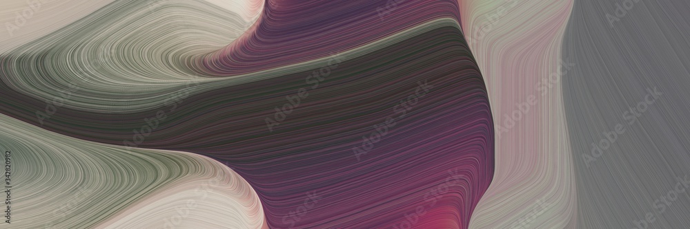 Poster abstract dynamic horizontal banner with dim gray, old lavender and ash gray colors. fluid curved flo