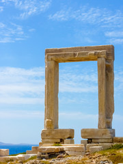 Portara - ruins of ancient temple of Delian Apollo on Naxos island, Cyclades, Greece