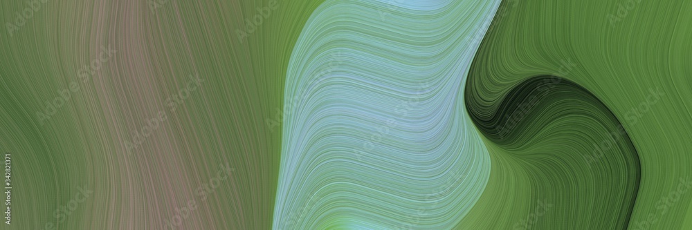 Poster abstract artistic header with dim gray, dark olive green and pastel blue colors. fluid curved lines with dynamic flowing waves and curves