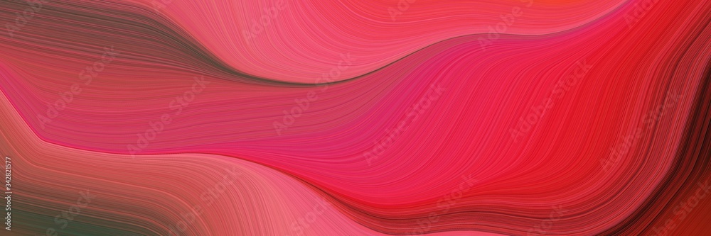 Aufkleber abstract surreal designed horizontal banner with moderate red, old mauve and dark moderate pink colors. fluid curved lines with dynamic flowing waves and curves