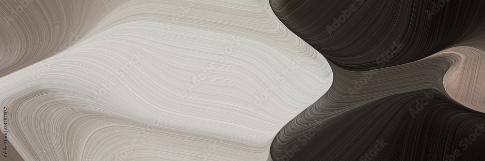 Poster abstract decorative banner design with ash gray, silver and very dark green colors. fluid curved lines with dynamic flowing waves and curves