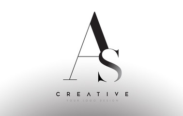 AS letter design logo logotype icon concept with serif font and classic elegant style look vector