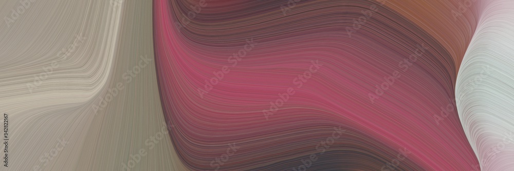 Poster abstract surreal banner design with pastel brown, ash gray and gray gray colors. fluid curved lines with dynamic flowing waves and curves