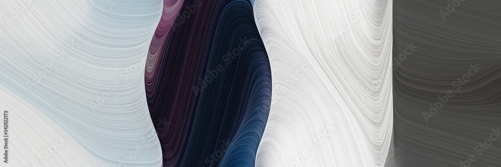 Poster abstract moving horizontal header with light gray, very dark blue and dim gray colors. fluid curved 