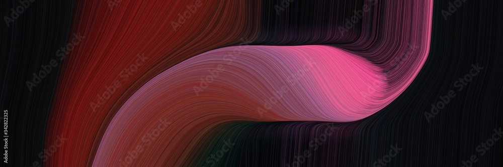 Poster abstract dynamic horizontal banner with very dark pink, old mauve and mulberry colors. fluid curved 