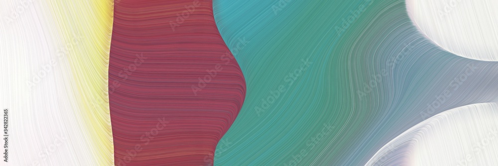 Poster abstract surreal designed horizontal header with beige, dark moderate pink and blue chill colors. fluid curved lines with dynamic flowing waves and curves