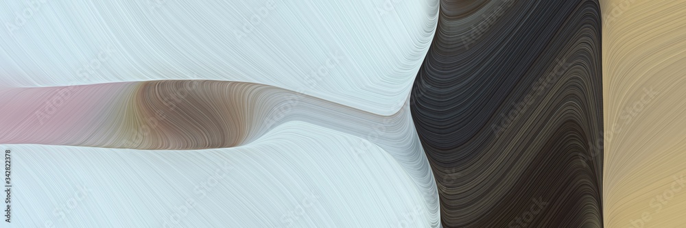 Poster abstract moving horizontal banner with pastel gray, light gray and very dark blue colors. fluid curv