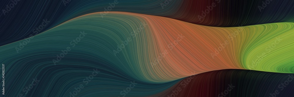 Poster abstract modern header design with very dark blue, sienna and olive drab colors. fluid curved flowin