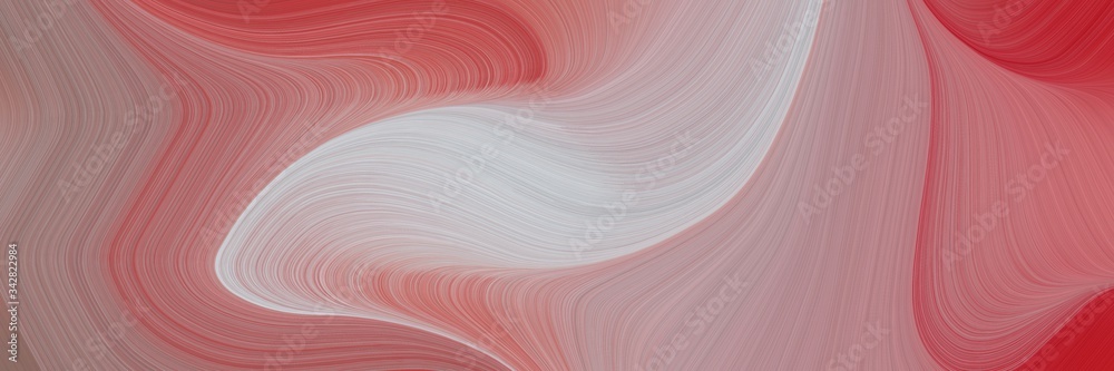 Poster abstract colorful designed horizontal header with rosy brown, silver and firebrick colors. fluid curved flowing waves and curves