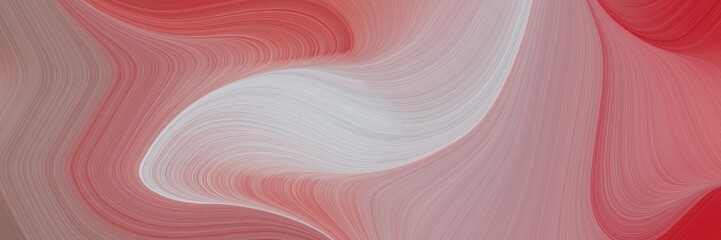 abstract colorful designed horizontal header with rosy brown, silver and firebrick colors. fluid curved flowing waves and curves