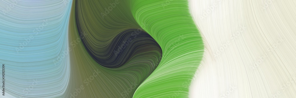 Fototapete abstract modern designed horizontal header with light gray, olive drab and dark sea green colors. fluid curved lines with dynamic flowing waves and curves